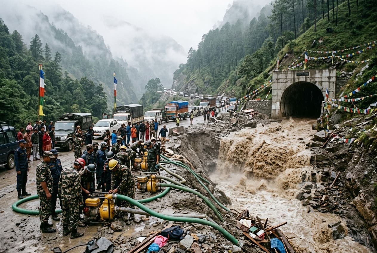 Hydropower Tunnel Floods In Nepal, Workers Trapped, One Man Rescued After Ten Days, Families Wait Hydropower Tunnel Floods In Nepal, Workers Trapped, One Man Rescued After Ten Days, Families Wait