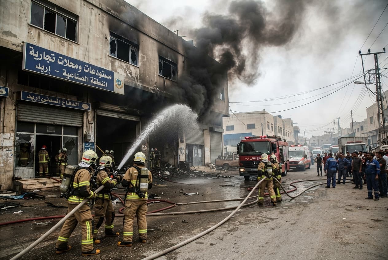 Textile Workshop Fire in Irbid: Faulty Electrical Wiring Triggers Rapid Blaze and Two Hospitalizations Textile Workshop Fire in Irbid: Faulty Electrical Wiring Triggers Rapid Blaze and Two Hospitalizations