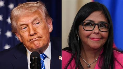 Trump and Venezuela's Rodriguez Exchange Lavish Praise Amid Oil Partnership” Trump and Venezuela's Rodriguez Exchange Lavish Praise Amid Oil Partnership”