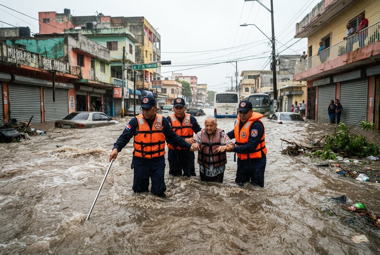 Santo Domingo Flash Floods: Storm Waters Sweep Away Vehicle and Drown Two Passengers Santo Domingo Flash Floods: Storm Waters Sweep Away Vehicle and Drown Two Passengers