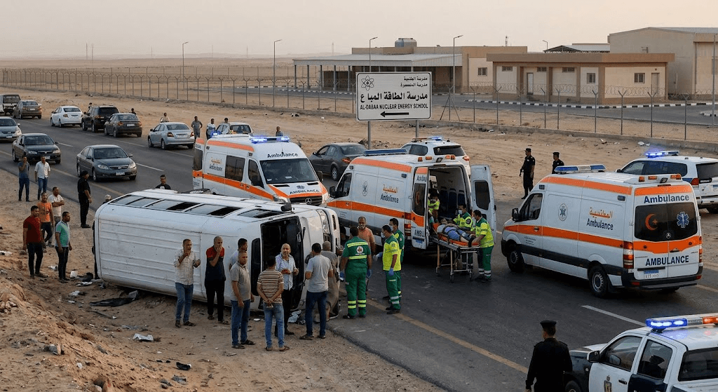 Over 14 Injured as Microbus Flips Near Al-Dabaa Nuclear Energy School Over 14 Injured as Microbus Flips Near Al-Dabaa Nuclear Energy School