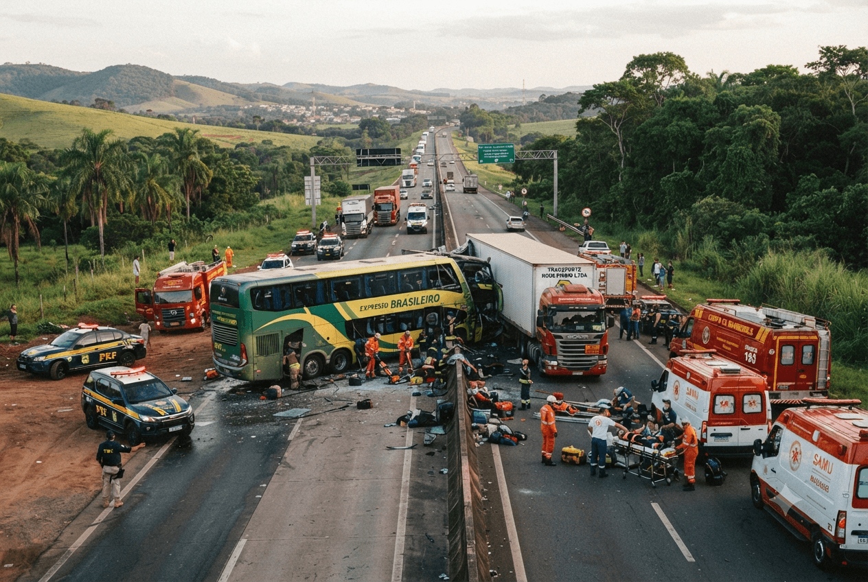 Highway Disaster: Bus Collision on Rio-Sao Paulo Route Leaves Twelve Dead and Eighteen Injured Highway Disaster: Bus Collision on Rio-Sao Paulo Route Leaves Twelve Dead and Eighteen Injured