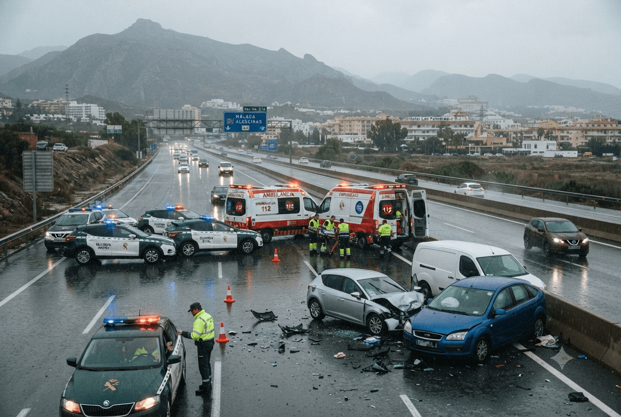 Heavy Rain Causes Costa del Sol Highway Pileup: Three Dead in Massive Multi-Vehicle Crash Heavy Rain Causes Costa del Sol Highway Pileup: Three Dead in Massive Multi-Vehicle Crash