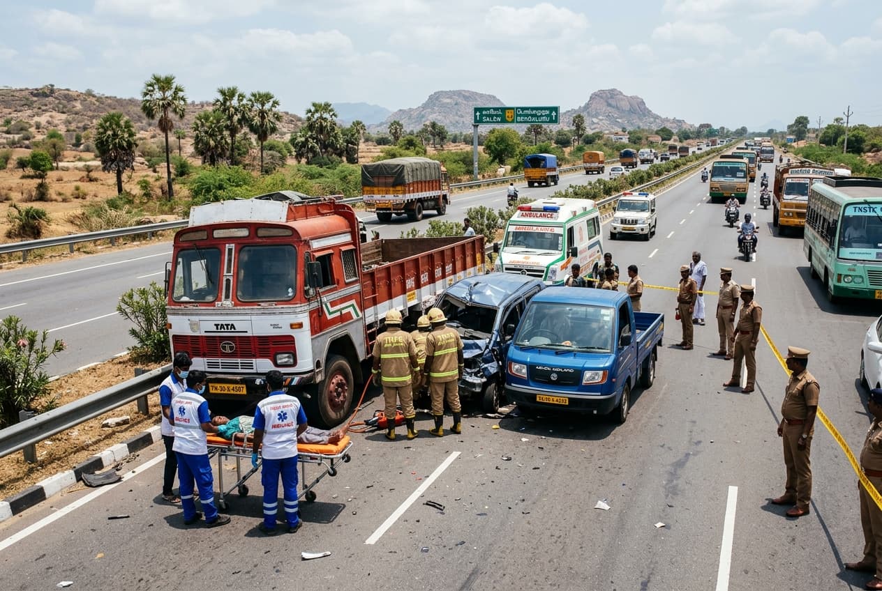 Private Omni Bus Rams Truck In Tamil Nadu, Two Dead And Six Severely Injured Private Omni Bus Rams Truck In Tamil Nadu, Two Dead And Six Severely Injured