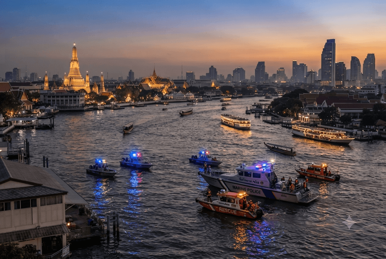 River Tragedy in Bangkok: Fatal Boat Collision Leaves One Missing on Chao Phraya Today River Tragedy in Bangkok: Fatal Boat Collision Leaves One Missing on Chao Phraya Today