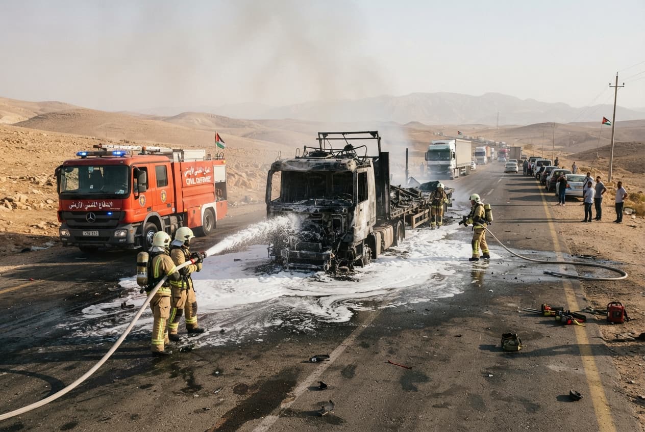 Amman Highway Accident: Fuel Tanker Overturns on Major Route Causing Fatalities and Traffic Gridlock Amman Highway Accident: Fuel Tanker Overturns on Major Route Causing Fatalities and Traffic Gridlock