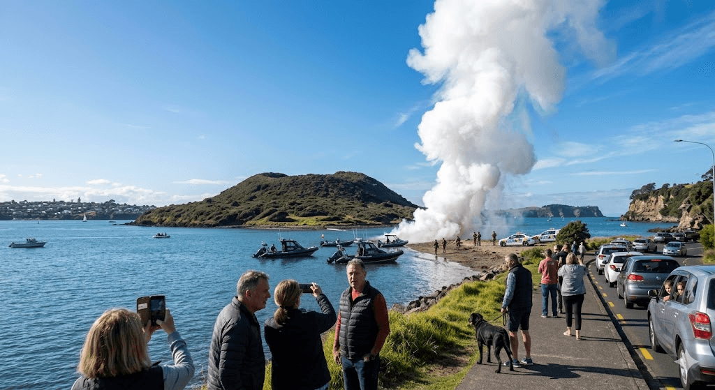 Massive Explosion Rocks Hauraki Gulf Island, Sparking Panic Massive Explosion Rocks Hauraki Gulf Island, Sparking Panic