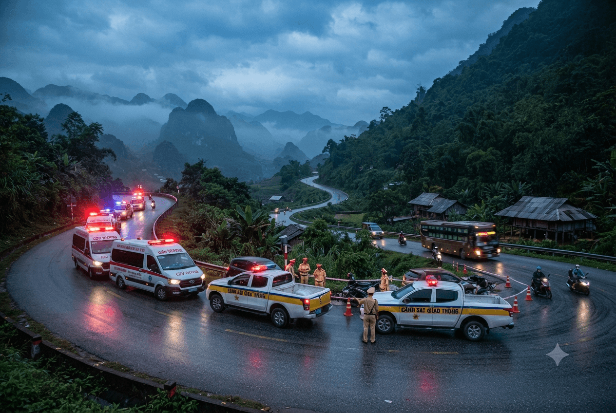 Phu Tho Transport Emergency: Bus Plunges Into Deep Ravine Leaving Eight Hospitalized With Trauma Phu Tho Transport Emergency: Bus Plunges Into Deep Ravine Leaving Eight Hospitalized With Trauma