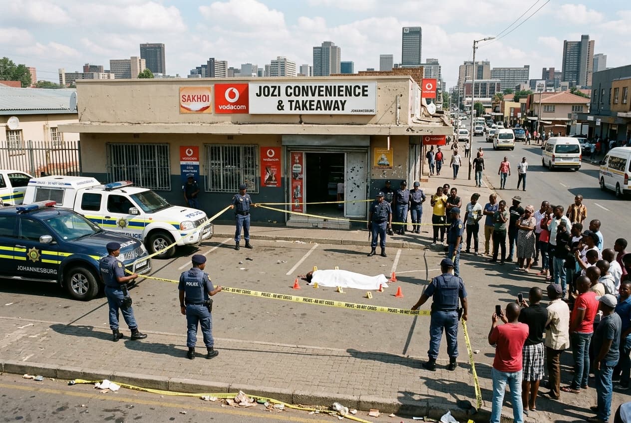 Johannesburg Shop Front Gunfire, One Killed Outside Convenience Store, Officers Seek Two Suspects Johannesburg Shop Front Gunfire, One Killed Outside Convenience Store, Officers Seek Two Suspects