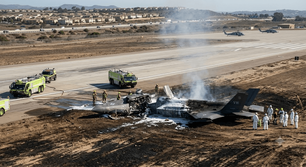 Miramar Crash: Marine Corps F-35B Fighter Jet Goes Down Near San Diego Runway After 'Mishap' Miramar Crash: Marine Corps F-35B Fighter Jet Goes Down Near San Diego Runway After 'Mishap'