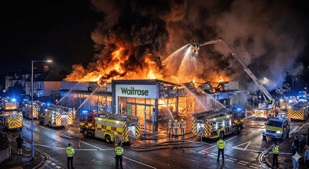 Firefighters Battle Massive Blaze After Inferno Rips Through Hove Waitrose Firefighters Battle Massive Blaze After Inferno Rips Through Hove Waitrose