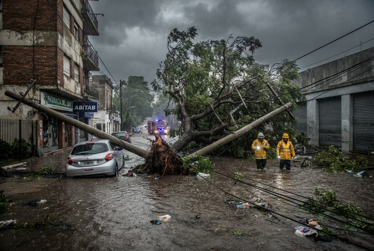 Uruguay Storm Disaster: Severe Gale-Force Winds Topple Utility Poles and Trees, Leaving Two Dead Uruguay Storm Disaster: Severe Gale-Force Winds Topple Utility Poles and Trees, Leaving Two Dead