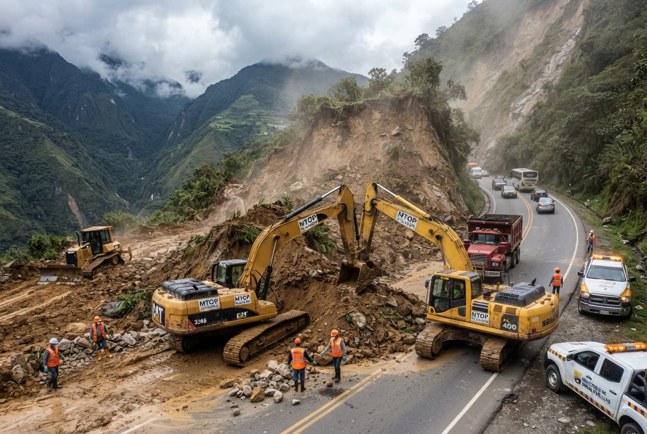 Andean Landslide Disaster: Three Dead After Massive Mudslide Buries Rural Highway Route in Cuenca Andean Landslide Disaster: Three Dead After Massive Mudslide Buries Rural Highway Route in Cuenca