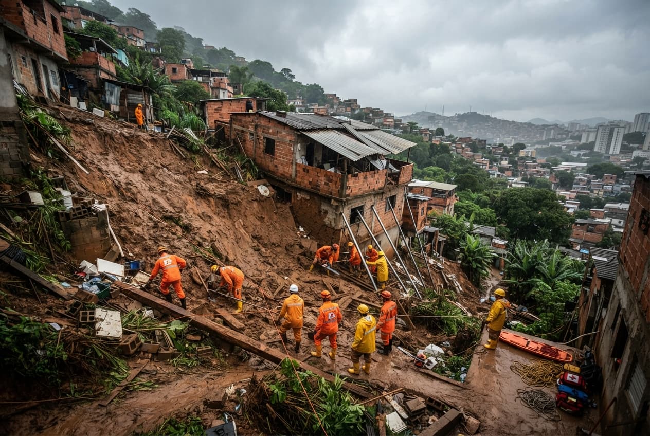 Suburban Landslide Disaster: Heavy Storm Triggered Slope Failure Destroys Home In Sao Paulo Suburban Landslide Disaster: Heavy Storm Triggered Slope Failure Destroys Home In Sao Paulo