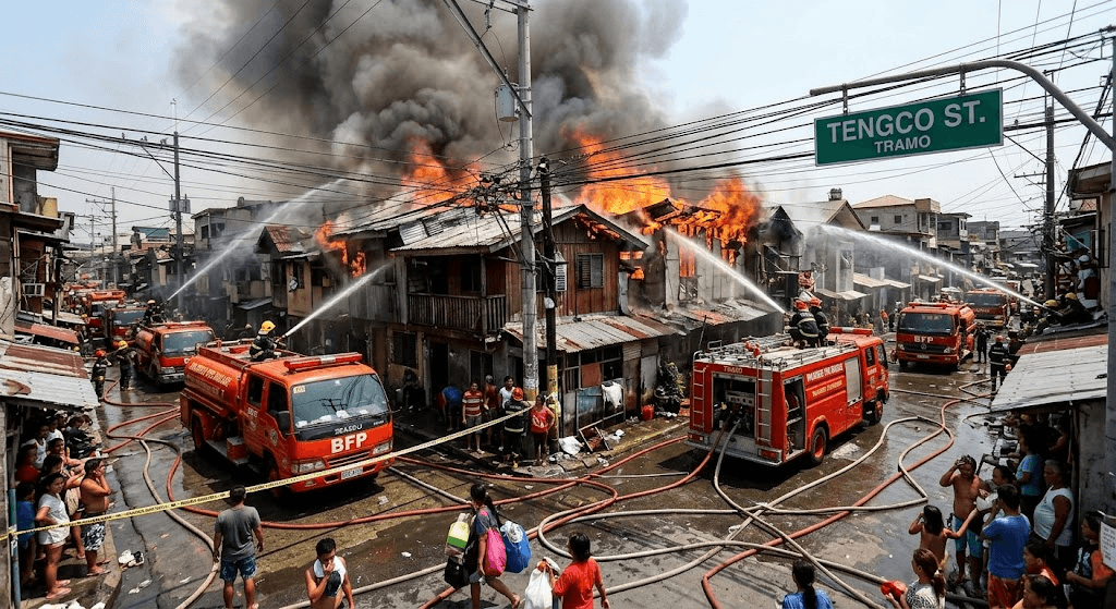 Inferno in Pasay: Homes Engulfed as Major Fire Breaks Out along Tramo Street Inferno in Pasay: Homes Engulfed as Major Fire Breaks Out along Tramo Street