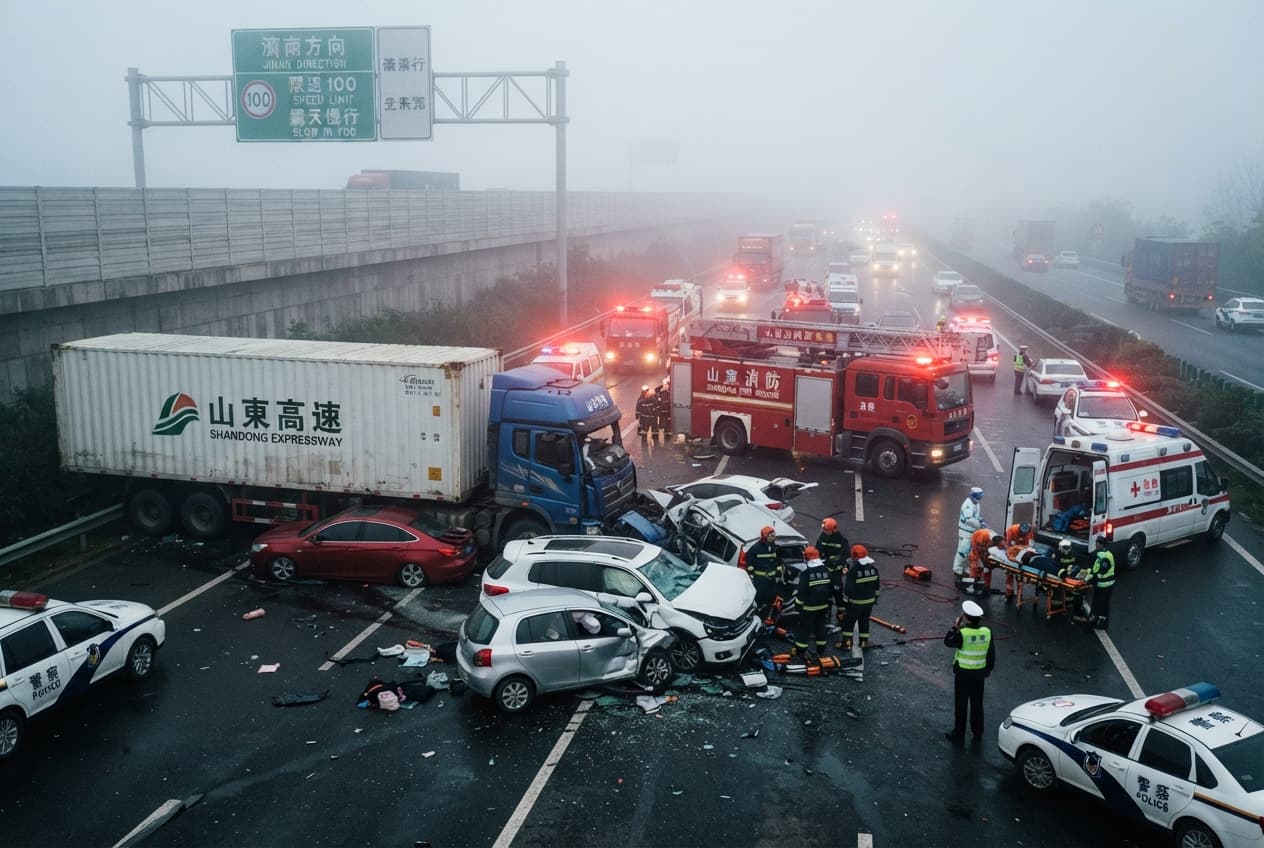 Fatal Highway Crash: Three Semi-Trucks Collide, Leaving Five Dead in Shandong Province Fatal Highway Crash: Three Semi-Trucks Collide, Leaving Five Dead in Shandong Province