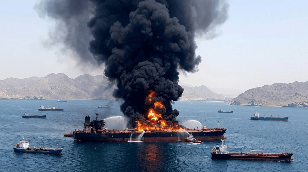 Fireball in the Strait: 3 Tankers Blaze After Mine Strike in Western Hormuz Fireball in the Strait: 3 Tankers Blaze After Mine Strike in Western Hormuz