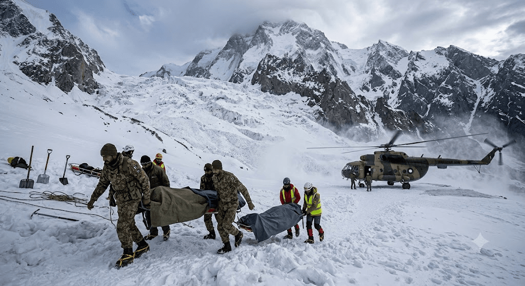Tragedy in Northern Pakistan: 4 Bodies Recovered After Massive Avalanche Tragedy in Northern Pakistan: 4 Bodies Recovered After Massive Avalanche