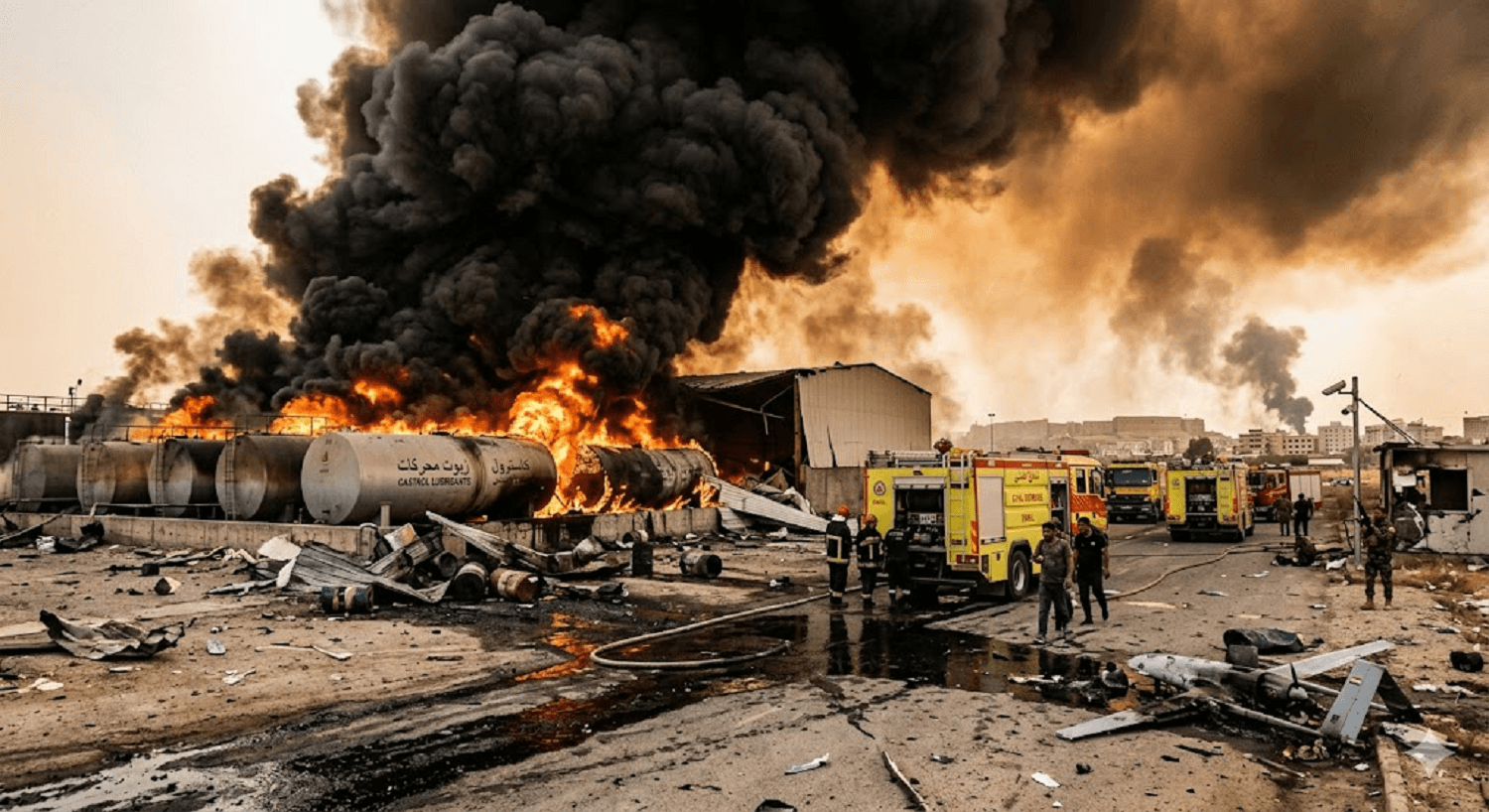 Erbil Under Fire: Drone Strike Ignites Massive Blaze at Oil Storage Facility Erbil Under Fire: Drone Strike Ignites Massive Blaze at Oil Storage Facility