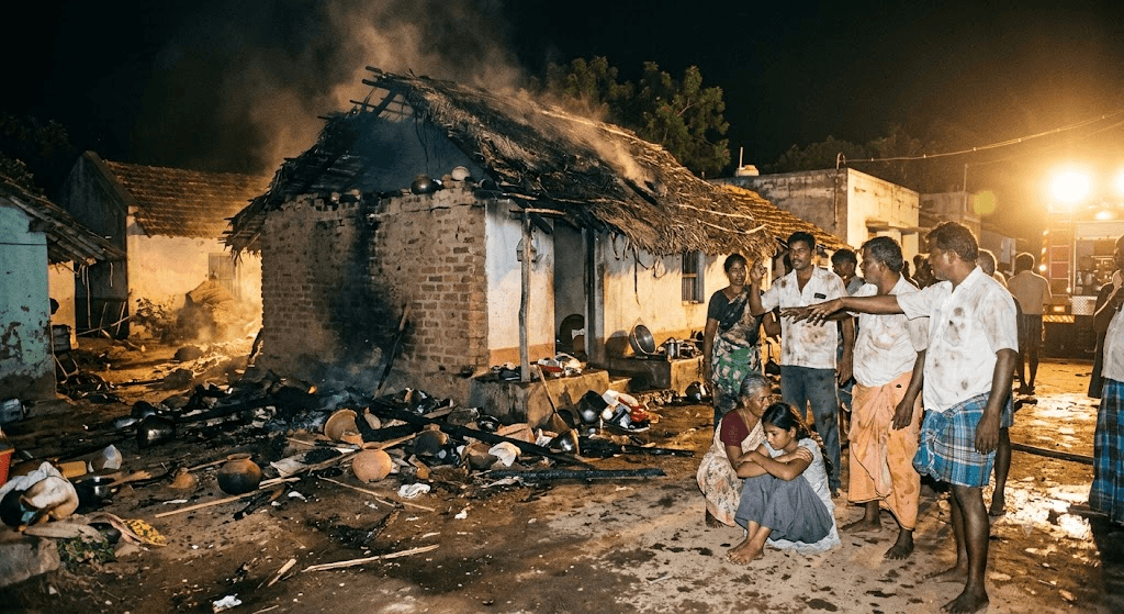 Tragedy in Thanjavur: 10 Severely Injured in Gas Cylinder Blast While Fighting House Fire Tragedy in Thanjavur: 10 Severely Injured in Gas Cylinder Blast While Fighting House Fire