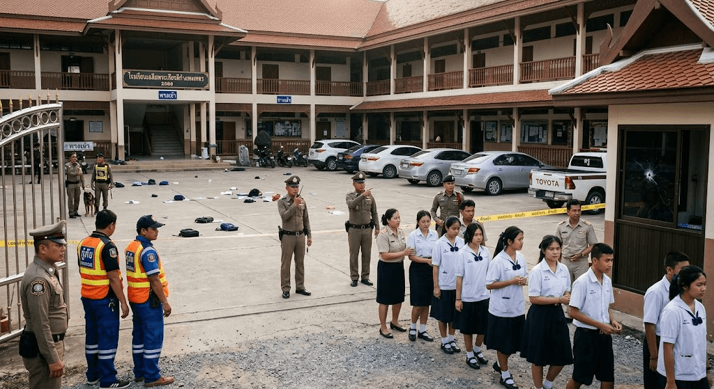 Shooting at Thai School: 15-Year-Old Student Taken into Custody After Firing 8 Shots Shooting at Thai School: 15-Year-Old Student Taken into Custody After Firing 8 Shots
