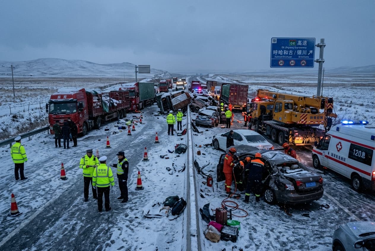 Inner Mongolia Expressway Disaster: Icy Roads Trigger Massive Pileup, Four Dead, Twelve Injured Chaos Inner Mongolia Expressway Disaster: Icy Roads Trigger Massive Pileup, Four Dead, Twelve Injured Chaos