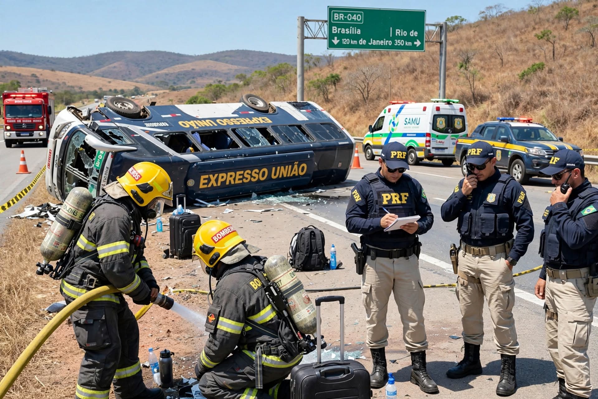 Brazil Bus Crash Leaves Six Dead: Fourteen Injured as Interstate Coach Overturns, Rescue Teams Rush Brazil Bus Crash Leaves Six Dead: Fourteen Injured as Interstate Coach Overturns, Rescue Teams Rush