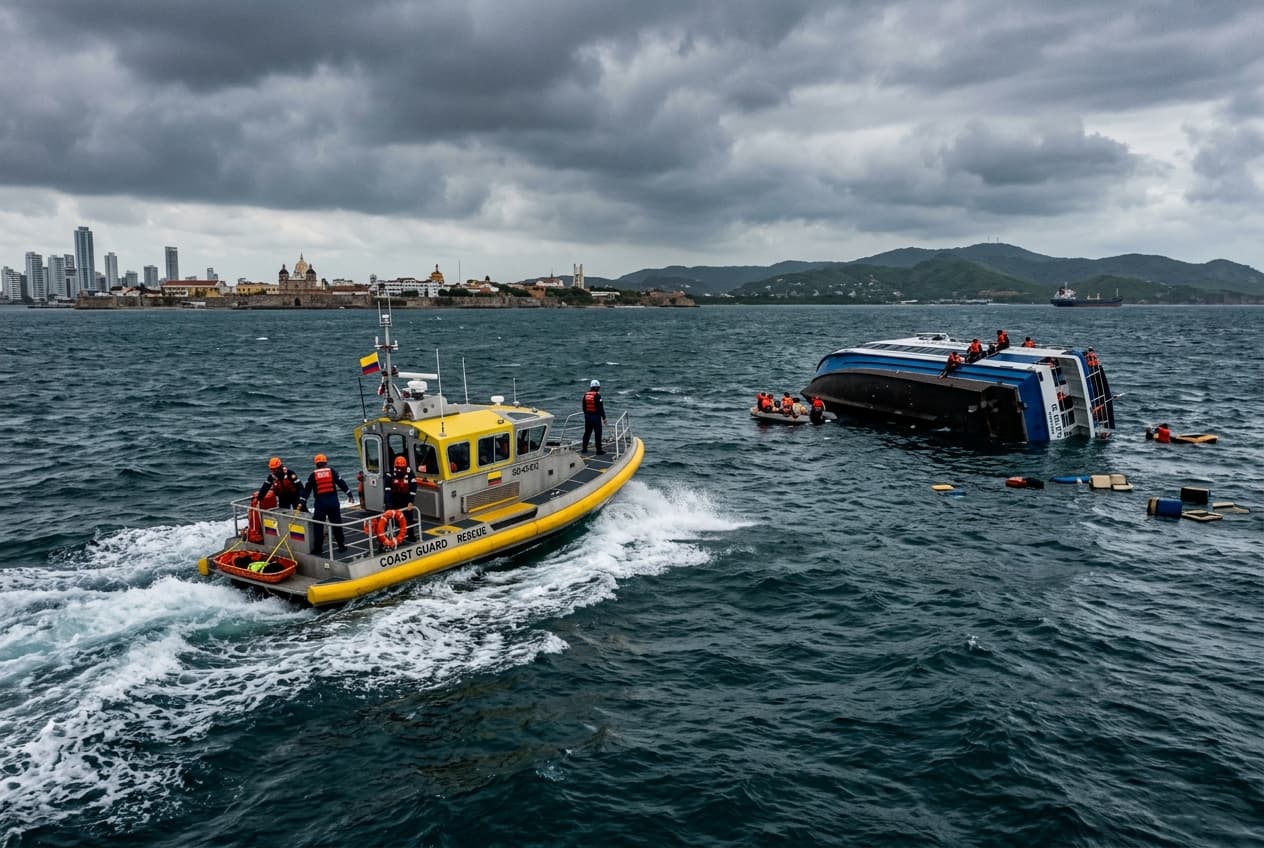 Overturned Excursion Vessel: Choppy Seas Flip Passenger Boat Off Coast, Sparking Emergency Marine Operations Overturned Excursion Vessel: Choppy Seas Flip Passenger Boat Off Coast, Sparking Emergency Marine Operations