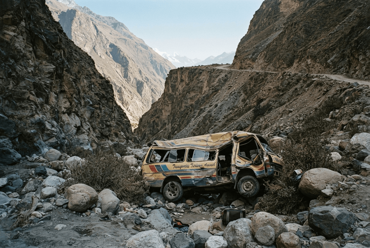 Andean Disaster: Minibus Plunges into 150-Meter Mountain Ravine in Ancash, Leaving Nine Dead Andean Disaster: Minibus Plunges into 150-Meter Mountain Ravine in Ancash, Leaving Nine Dead
