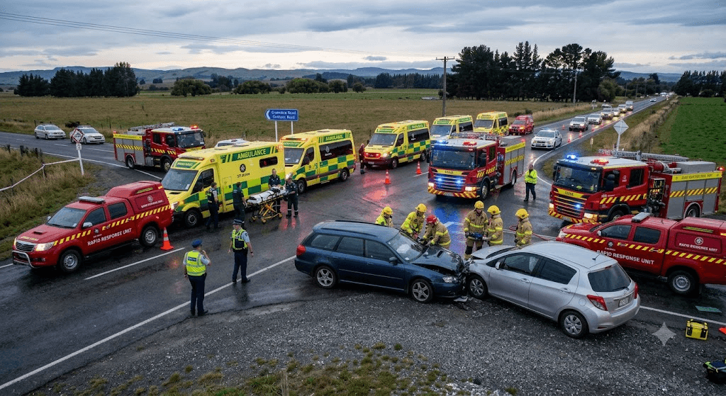 Massive Emergency Response After Critical Two-Vehicle Crash in Darfield Massive Emergency Response After Critical Two-Vehicle Crash in Darfield