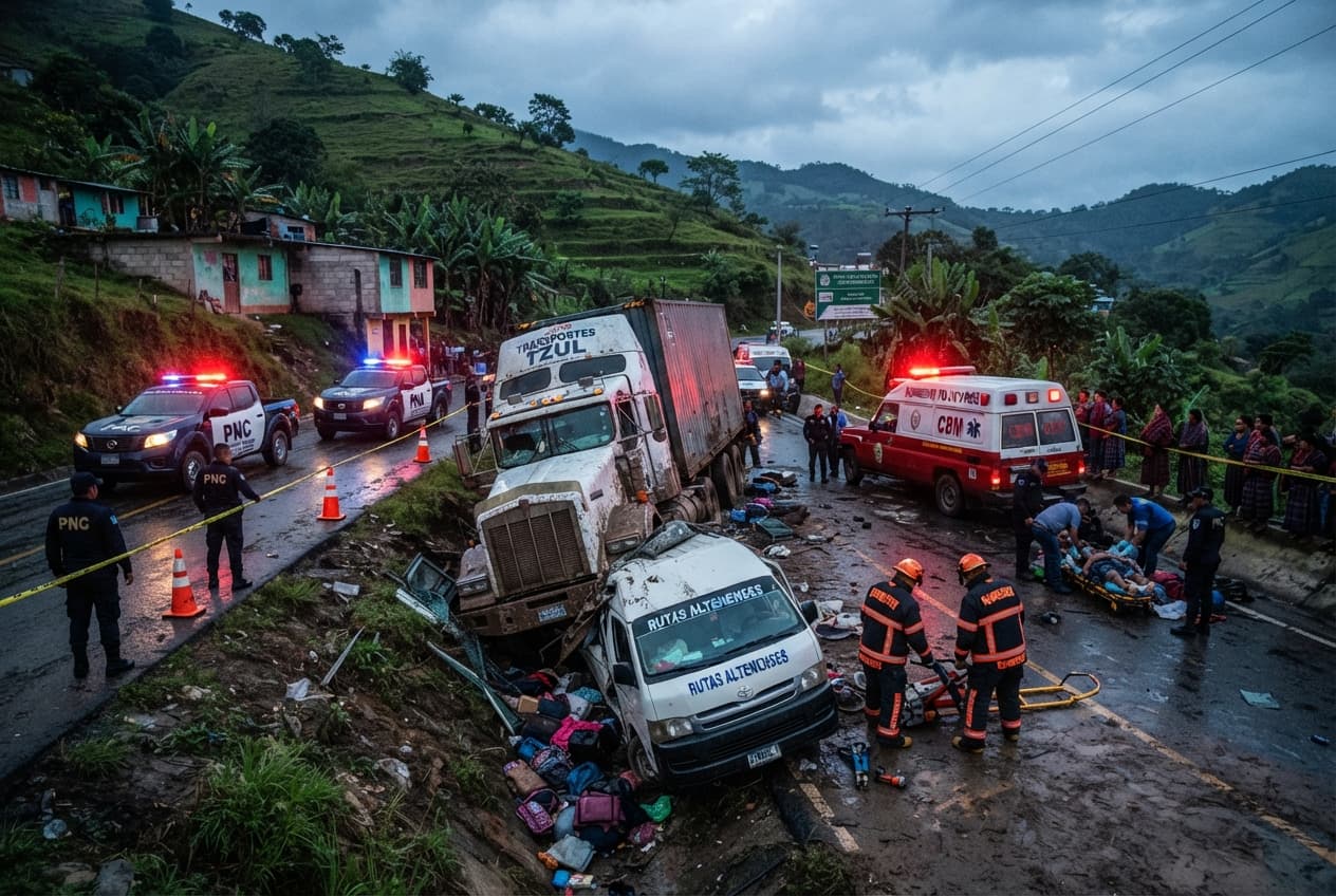 Guatemala Highway Carnage: Freight Truck Rear Ends Passenger Minibus on Central Route, Multiple Dead Guatemala Highway Carnage: Freight Truck Rear Ends Passenger Minibus on Central Route, Multiple Dead