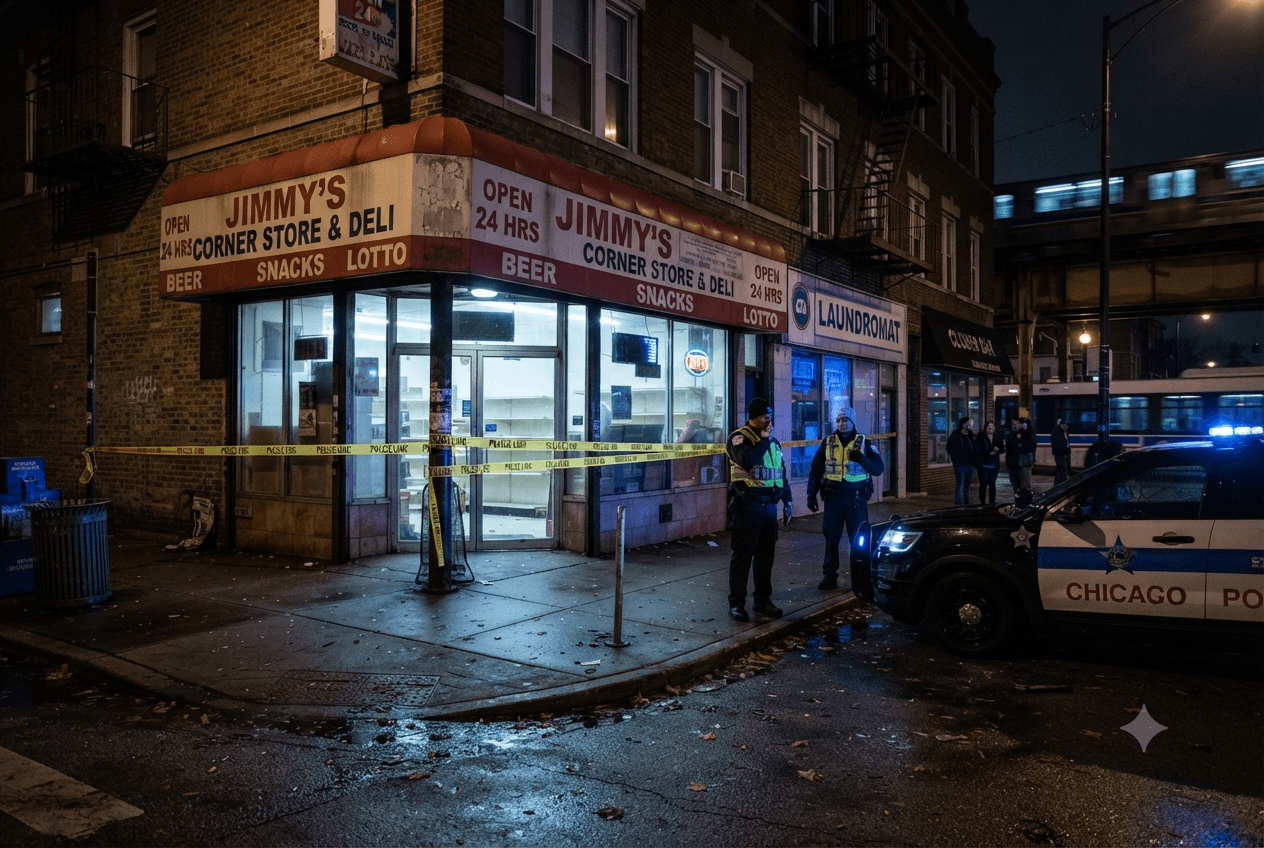 Convenience Store Tragedy: Chicago Clerk Gunned Down During Armed Robbery on South Side Convenience Store Tragedy: Chicago Clerk Gunned Down During Armed Robbery on South Side