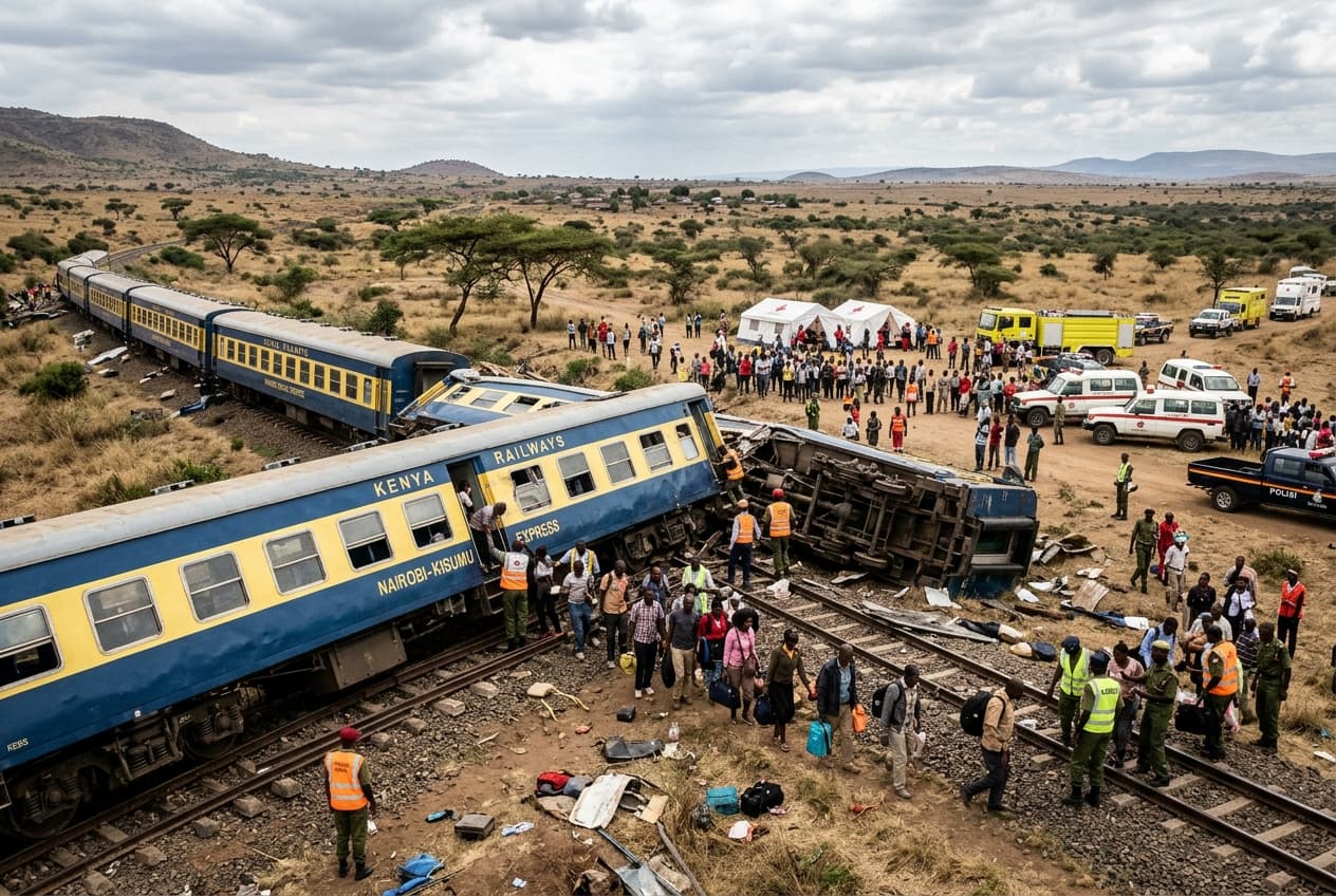 Train Derailment in Rural Kenya Leaves Four Dead, Twenty-Two Injured as Carriages Topple, Block Main Line Train Derailment in Rural Kenya Leaves Four Dead, Twenty-Two Injured as Carriages Topple, Block Main Line