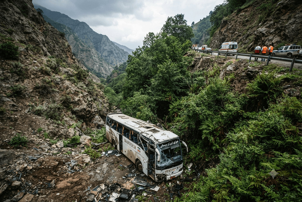 Mountain Highway Disaster: Bus Rollover Accident Leaves Eight Dead In Mazandaran Province Pass Mountain Highway Disaster: Bus Rollover Accident Leaves Eight Dead In Mazandaran Province Pass