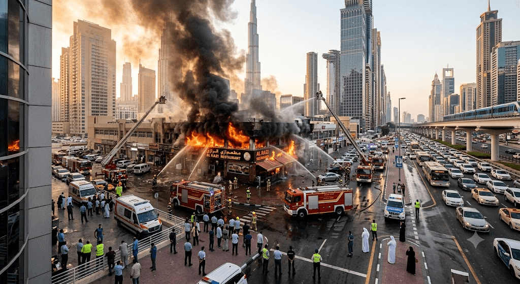 Morning Commute Gridlock: Fierce Fire Breaks Out Along Dubai’s Sheikh Zayed Road Morning Commute Gridlock: Fierce Fire Breaks Out Along Dubai’s Sheikh Zayed Road
