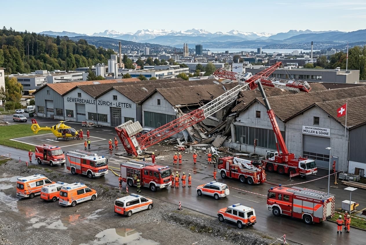 Zurich Crane Collapse Kills One Worker, Two Seriously Injured At Industrial Complex Site Zurich Crane Collapse Kills One Worker, Two Seriously Injured At Industrial Complex Site