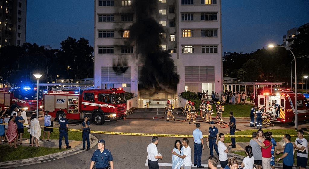 Underground Inferno: Car Fire Sparks Panic and Chokes Yishun Condo Basement Carpark in Thick Smoke Underground Inferno: Car Fire Sparks Panic and Chokes Yishun Condo Basement Carpark in Thick Smoke
