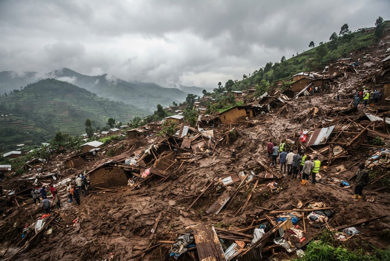Kivu Mudslide Disaster: Heavy Downpours Trigger Massive Landslide Resulting In Six Confirmed Deaths Kivu Mudslide Disaster: Heavy Downpours Trigger Massive Landslide Resulting In Six Confirmed Deaths