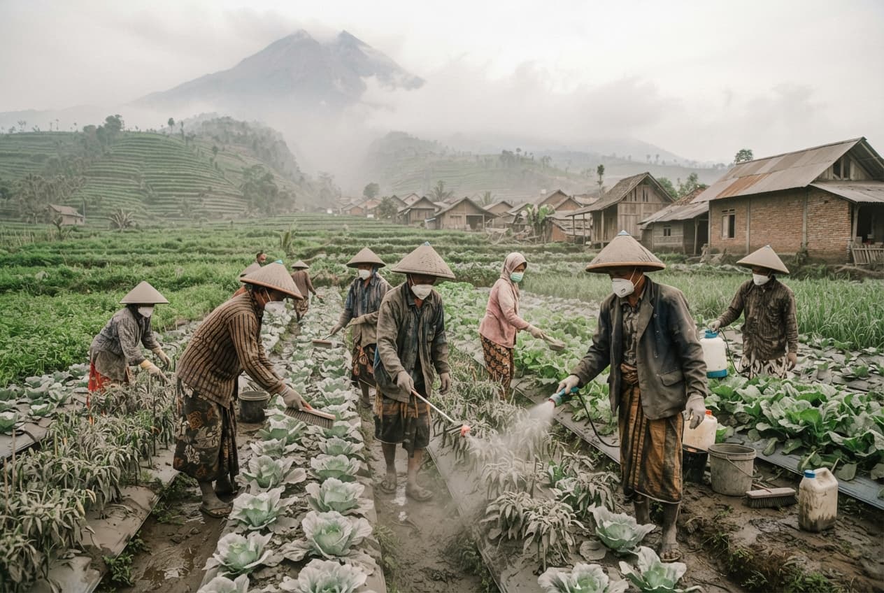 Volcanic Ash Eruption Hazards: Central Java Farmers Face Severe Respiratory Risks Following Mount Merapi Activity Volcanic Ash Eruption Hazards: Central Java Farmers Face Severe Respiratory Risks Following Mount Merapi Activity