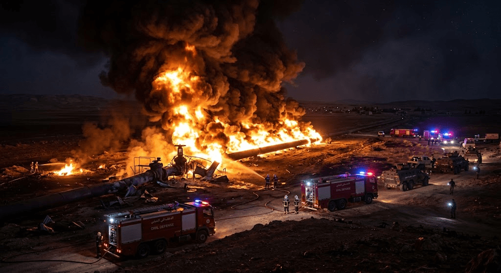 Inferno in Syria: Key Gas Pipeline Engulfed in Flames Following Sabotage Attack Inferno in Syria: Key Gas Pipeline Engulfed in Flames Following Sabotage Attack
