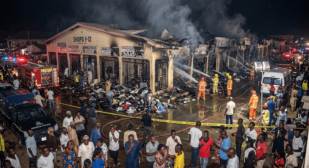 Devastating Blaze in Kwara: Fire Guts 12 Shops in Major Shopping Complex Devastating Blaze in Kwara: Fire Guts 12 Shops in Major Shopping Complex
