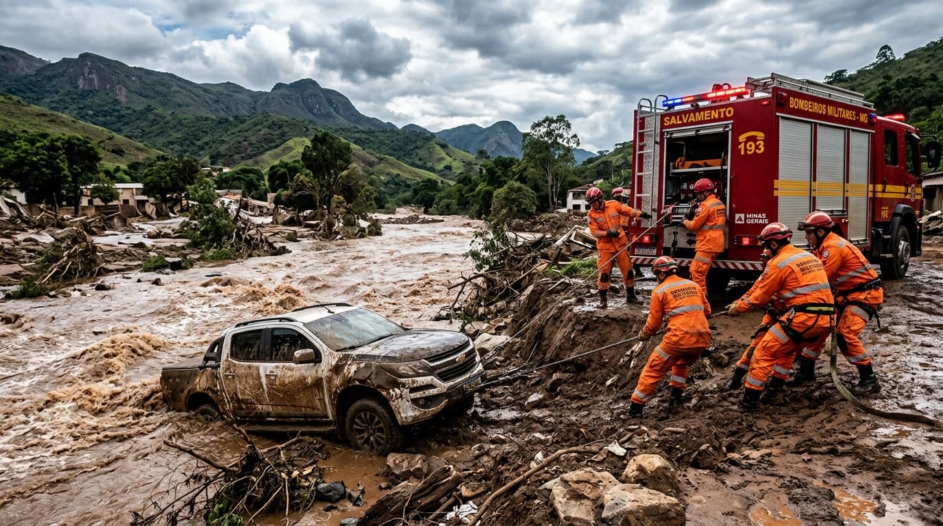 Flash Flood Sweeps Away Vehicle In Minas Gerais, Two Dead As River Overflows Suddenly Flash Flood Sweeps Away Vehicle In Minas Gerais, Two Dead As River Overflows Suddenly