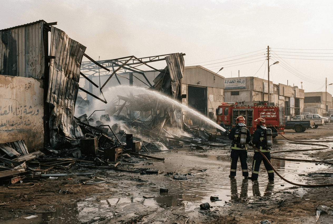 Kuwait Industrial Explosion: Massive Gas Cylinder Blast Kills Three Foreign Workers Inside Storage Workshop Kuwait Industrial Explosion: Massive Gas Cylinder Blast Kills Three Foreign Workers Inside Storage Workshop