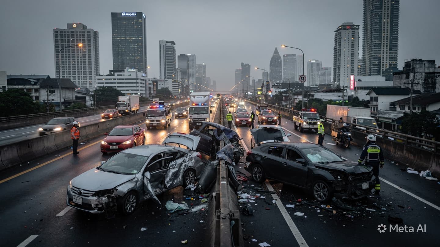 Between Elevated Roads and Slow Sirens, Bangkok Awoke to Lingering Echoes of Sudden Collisions