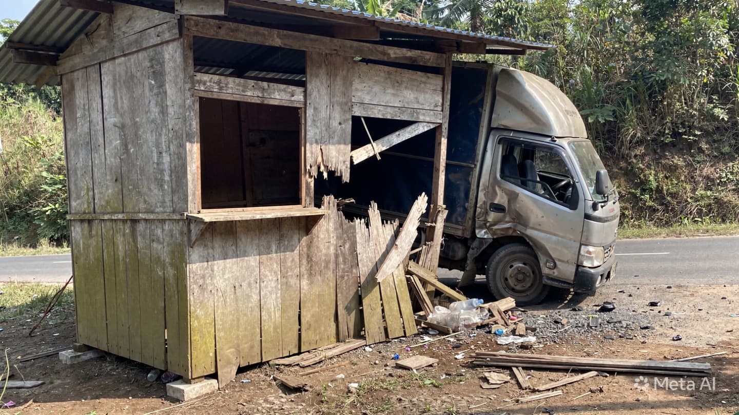 Brake Failure Incident: Delivery Truck Strikes Roadside Kiosks In Malang With No Fatalities Reported Brake Failure Incident: Delivery Truck Strikes Roadside Kiosks In Malang With No Fatalities Reported