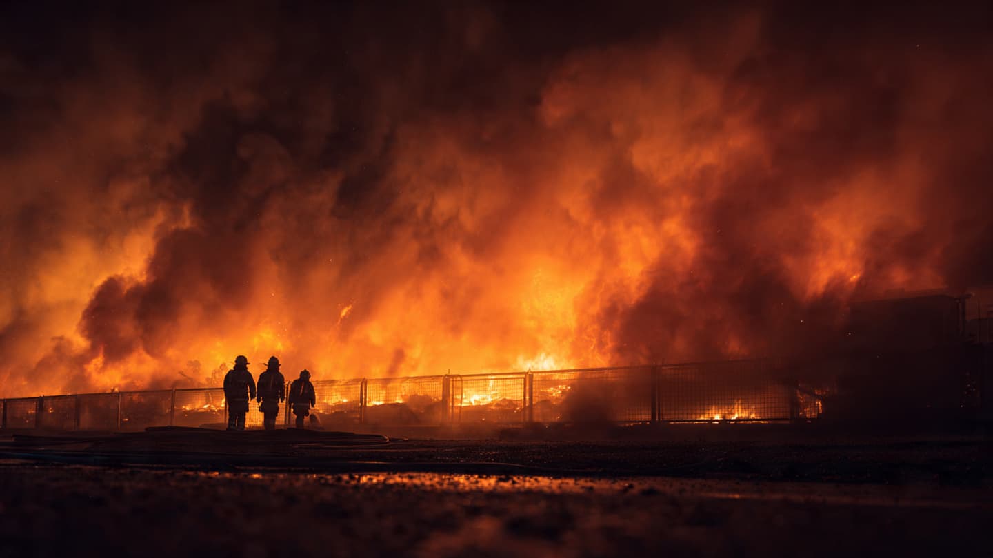 Through Smoke Above Container Yards, Fire Interrupted Busan’s Restless Port Rhythms Before Dawn Yesterday