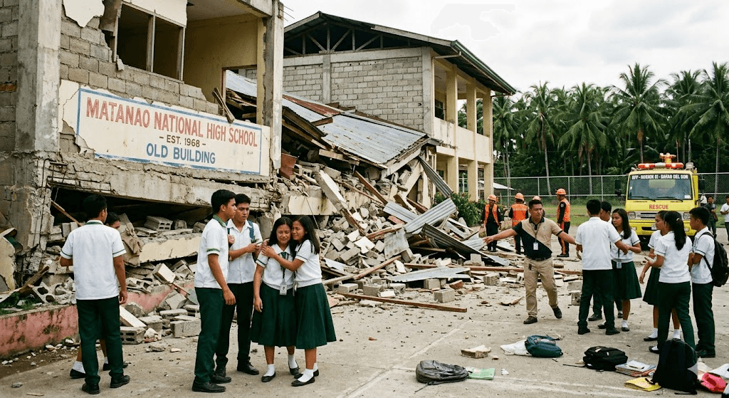 First Day of School Terror: Massive 7.8 Quake Collapses High School Building in Davao del Sur First Day of School Terror: Massive 7.8 Quake Collapses High School Building in Davao del Sur