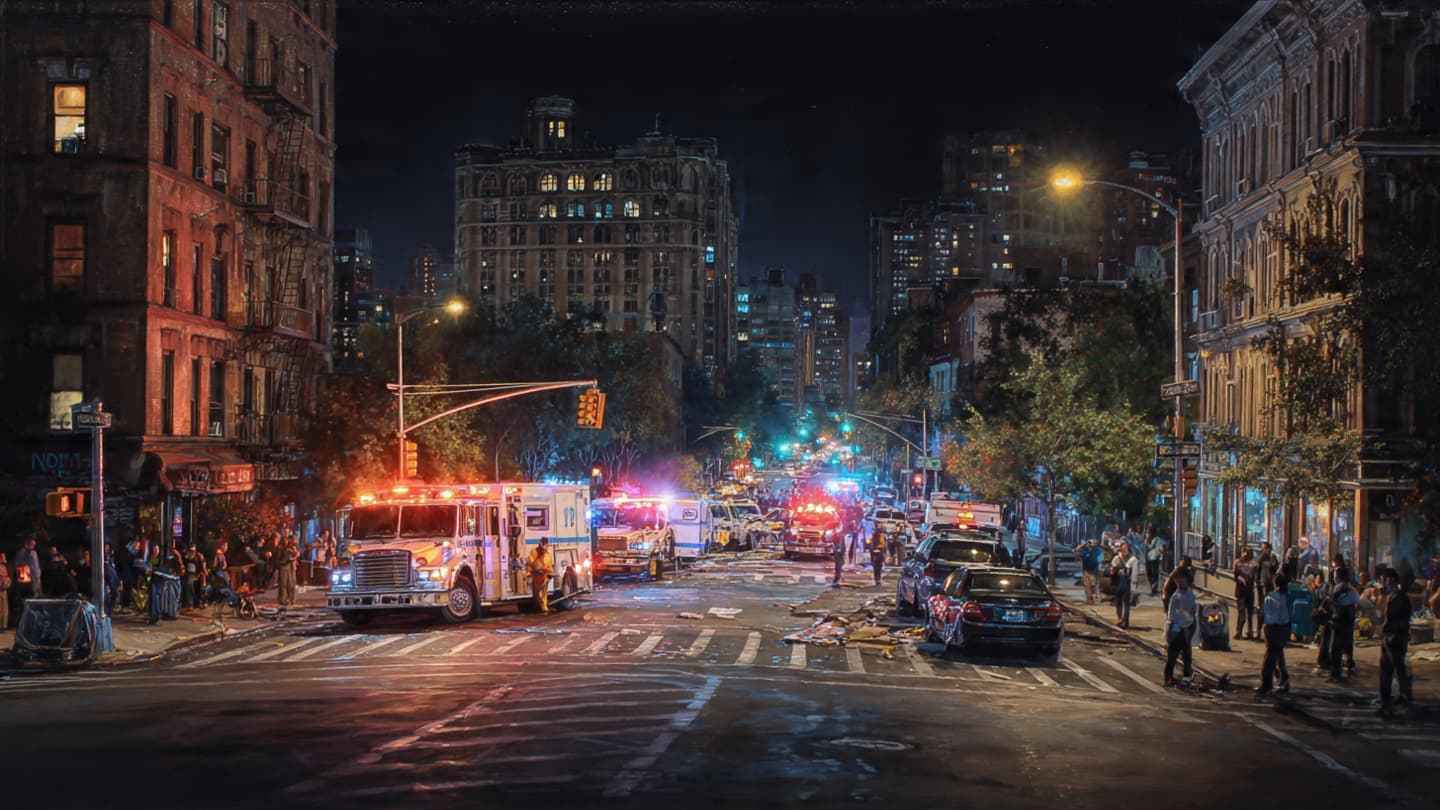 City Lights Dimmed After a Sudden Nighttime Collision City Lights Dimmed After a Sudden Nighttime Collision