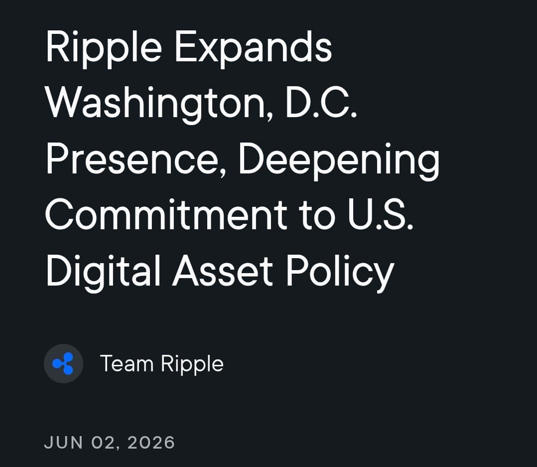 Ripple has expanded its Washington, D.C. footprint, signaling a stronger commitment to shaping U.S. crypto policy as lawmakers move closer to defining the future of digital assets. Body Ripple has expanded its Washington, D.C. footprint, signaling a stronger commitment to shaping U.S. crypto policy as lawmakers move closer to defining the future of digital assets. Body