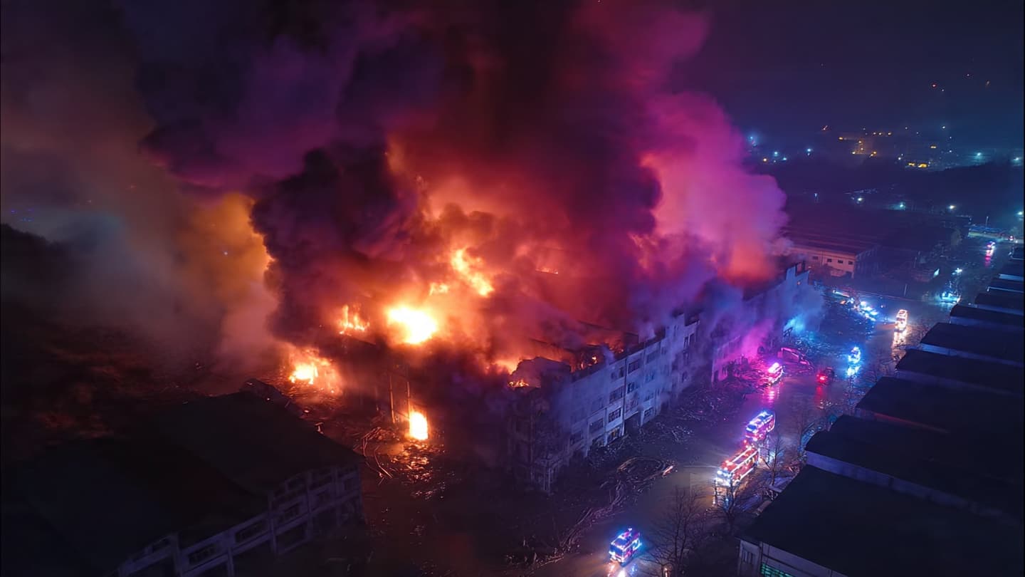 Smoke Rose Above Industry as Emergency Crews Responded